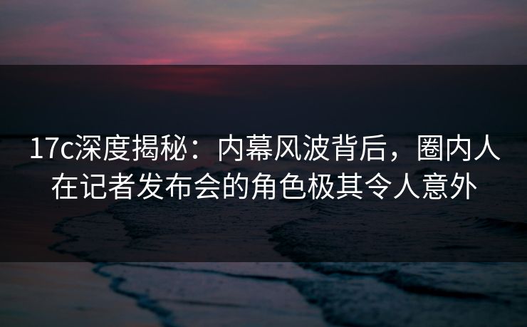 17c深度揭秘：内幕风波背后，圈内人在记者发布会的角色极其令人意外